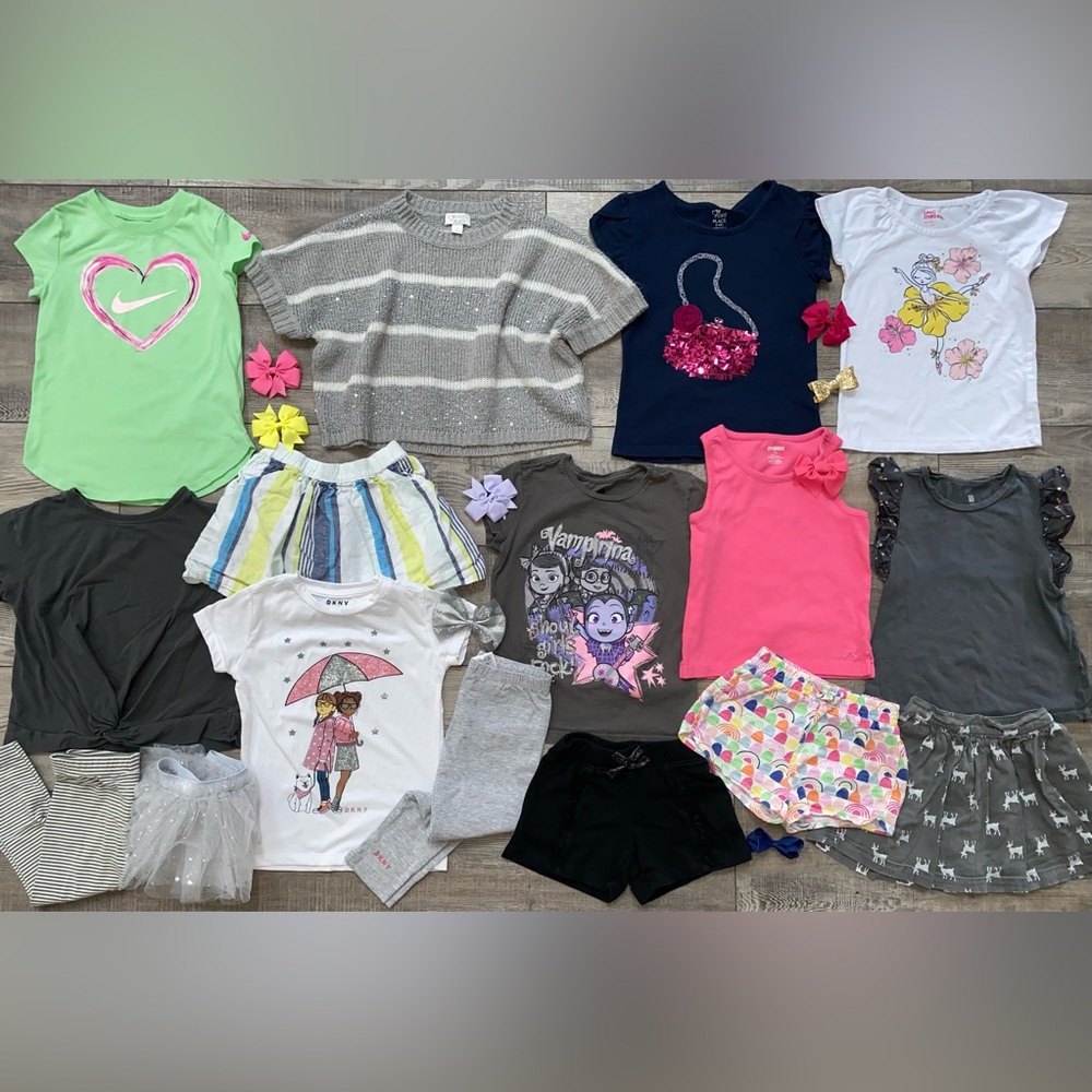 Girl’s Gap Gymboree Nike Shirts Tanks Skirts Shorts Capri Bows Bundle Lot Size 5